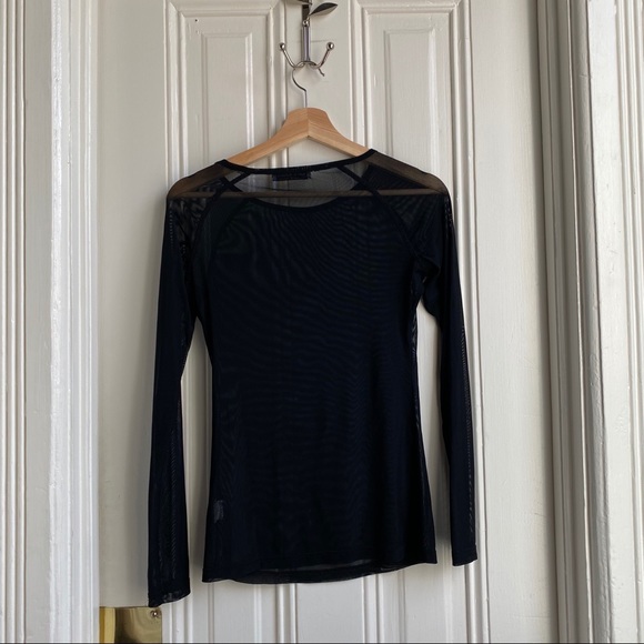 Kate Kasin Black Mesh Long Sleeve Top - Picture 5 of 5